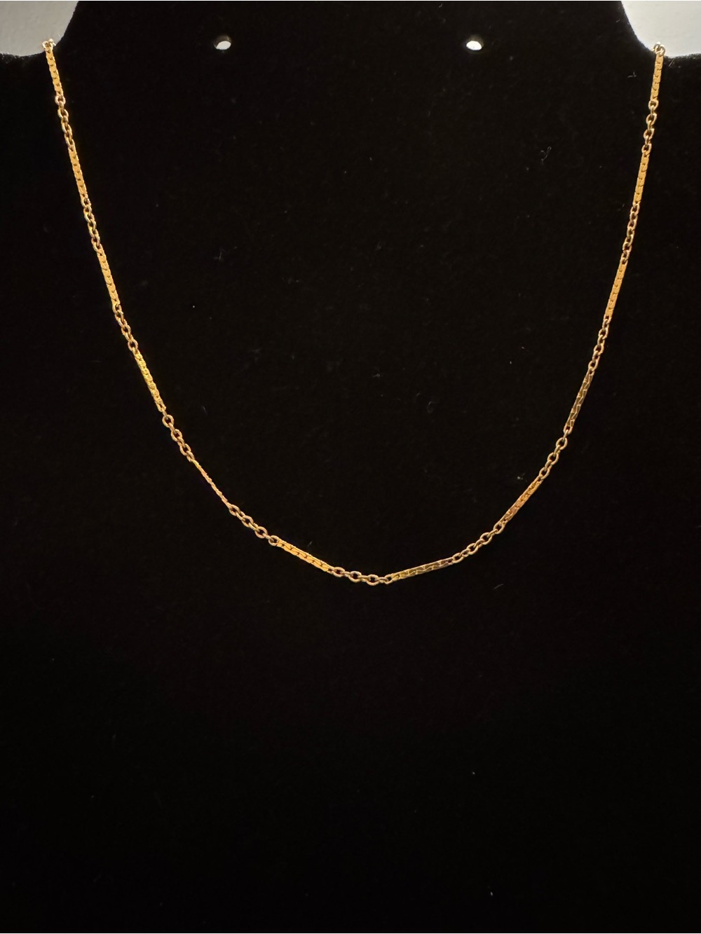 Vintage Monet Gold Tone Hammered Bar Station Necklace 15”